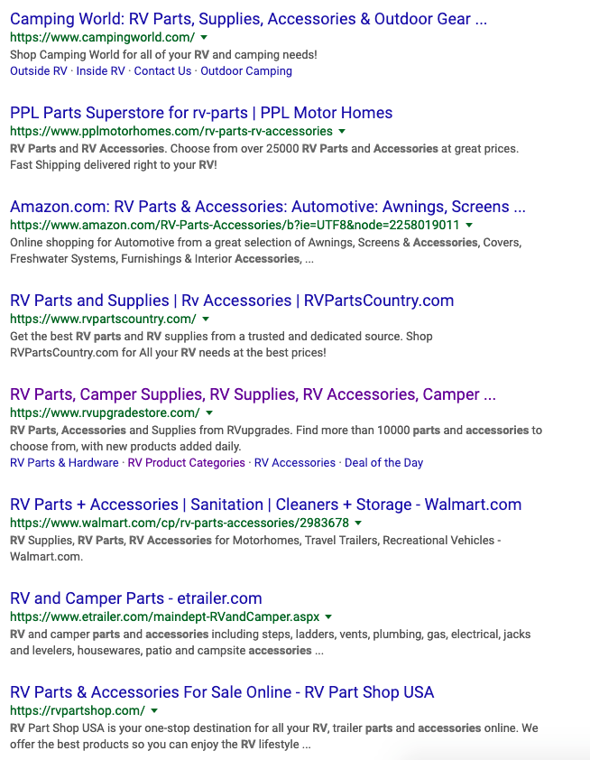 search engine ranking results