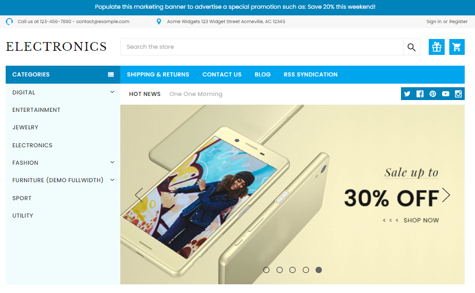 Don't be fooled by the name. Electronics Supermarket is a great theme for many industries and is optimized for BigCommerce SEO.